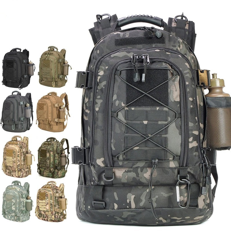 Erweiterbarer taktischer 60-Liter-Rucksack für Outdoor-Reisen
