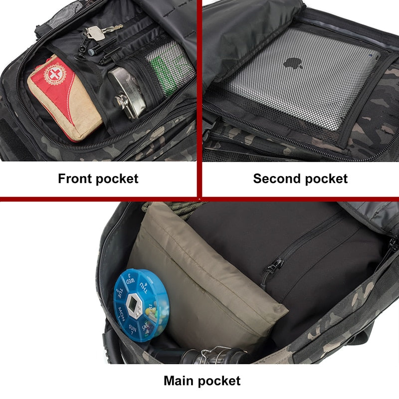 Erweiterbarer taktischer 60-Liter-Rucksack für Outdoor-Reisen