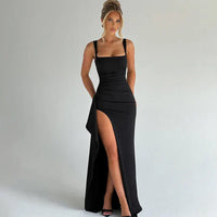 Figurbetonendes Damen-Maxikleid mit hohem Beinschlitz