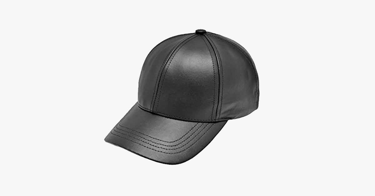 Verstellbare schwarze Leder-Baseballkappe