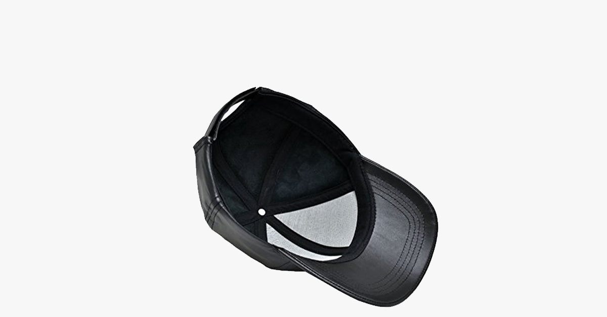 Verstellbare schwarze Leder-Baseballkappe