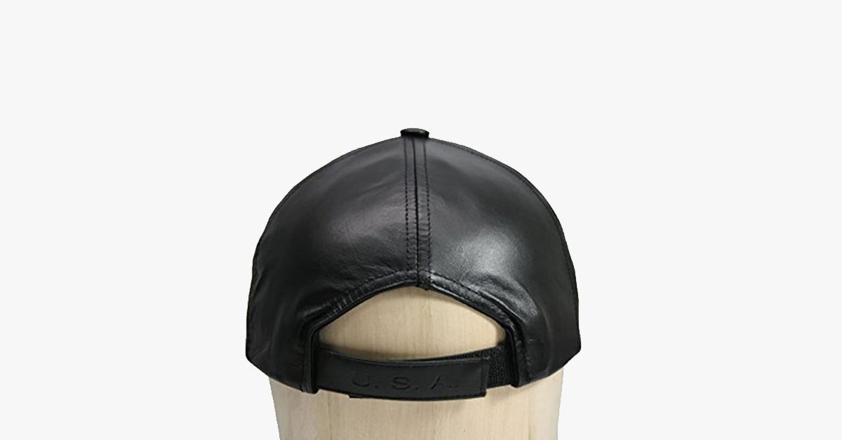 Verstellbare schwarze Leder-Baseballkappe
