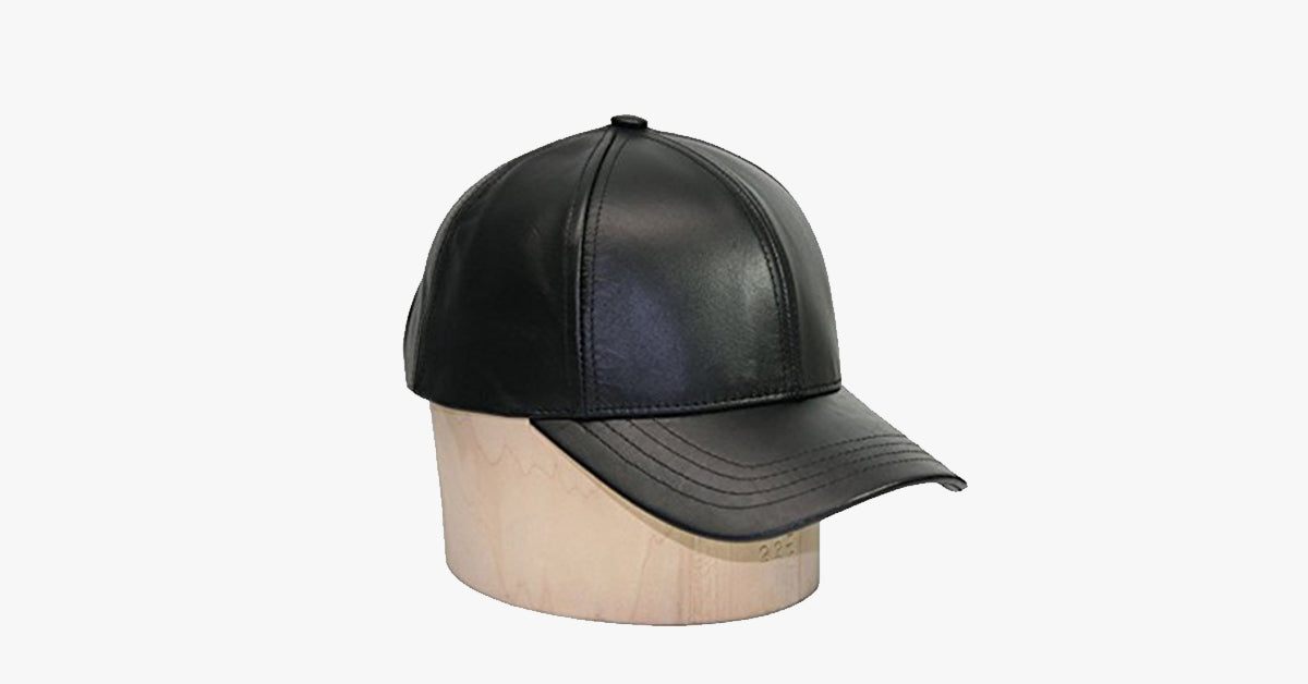 Verstellbare schwarze Leder-Baseballkappe