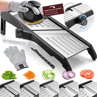 Verstellbarer Mandoline-Gemüsehobel mit Schutzhandschuhen