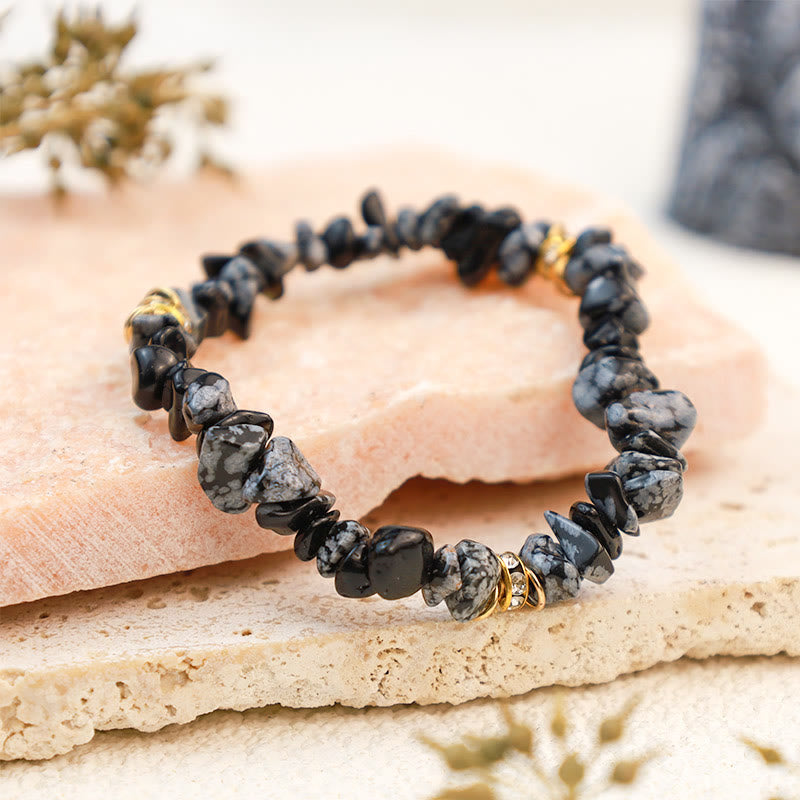 Verstellbares Damen-Mineralkristall-Perlenarmband