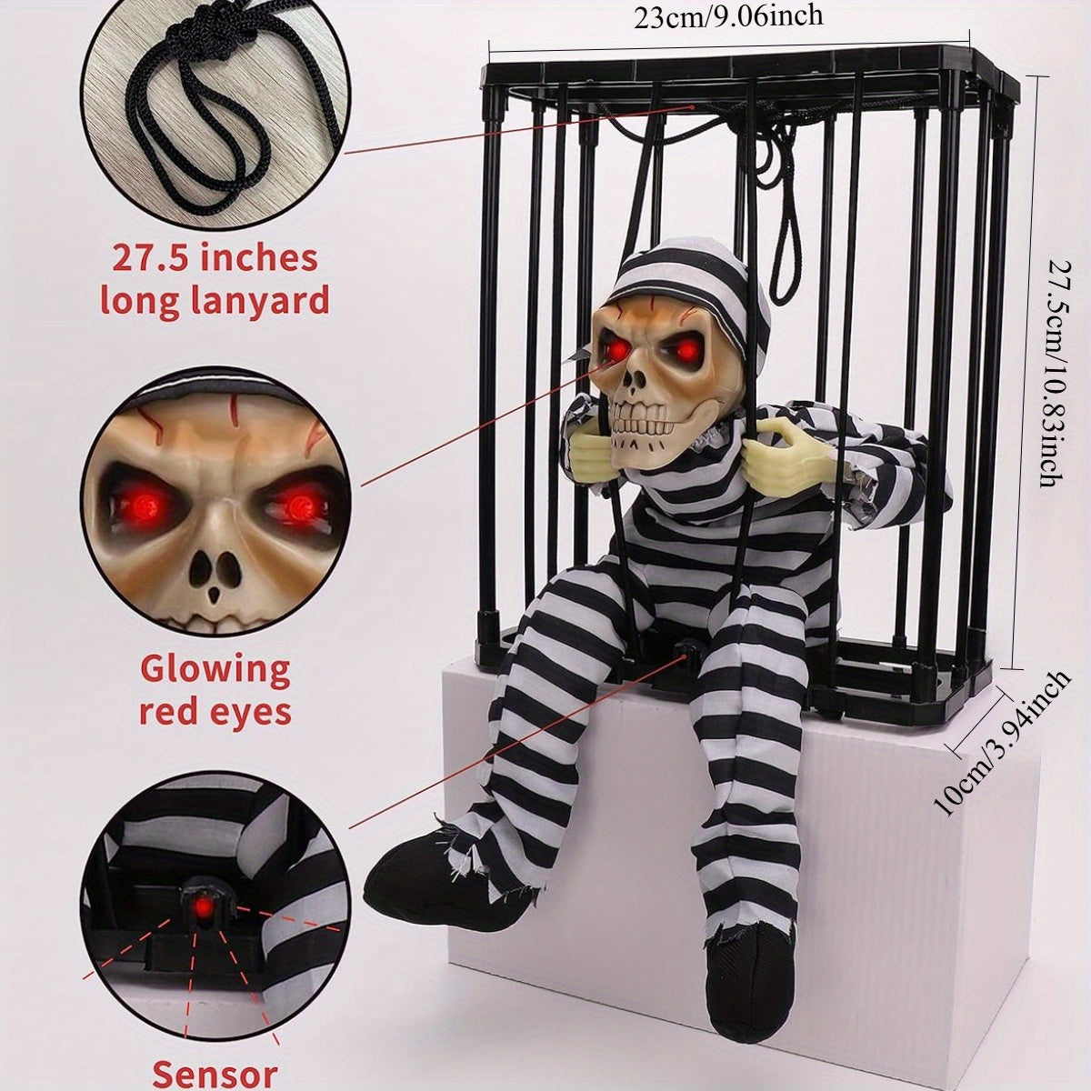 Animiertes heulendes Skelett Halloween-Dekoration - Bewegungsmelder - Gruselige Outdoor-Requisite