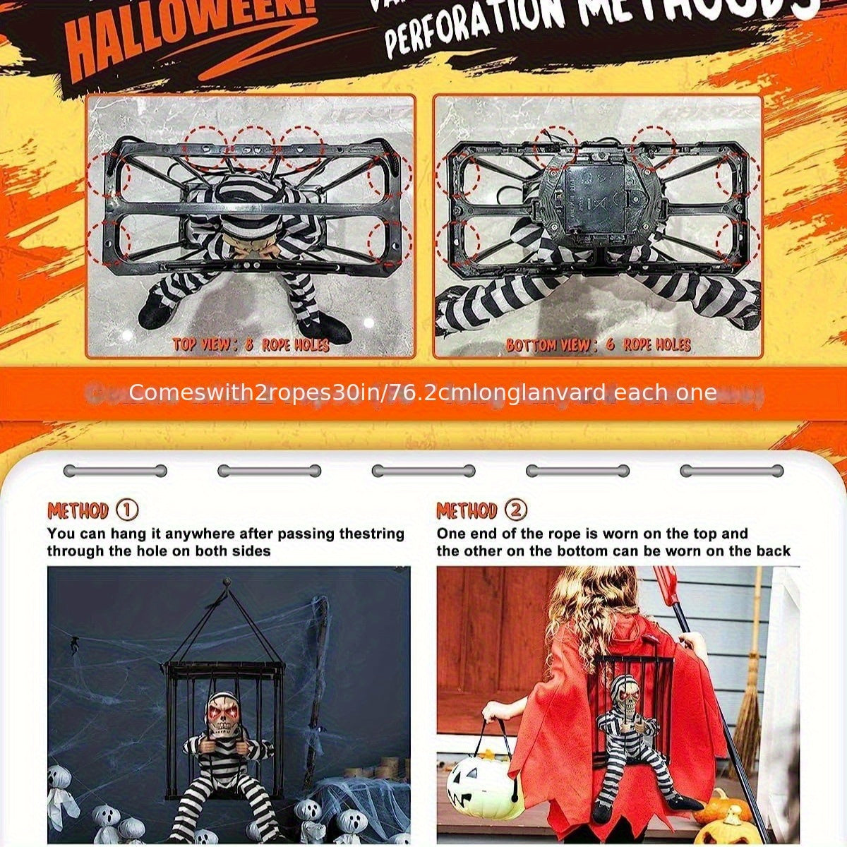 Animiertes heulendes Skelett Halloween-Dekoration - Bewegungsmelder - Gruselige Outdoor-Requisite