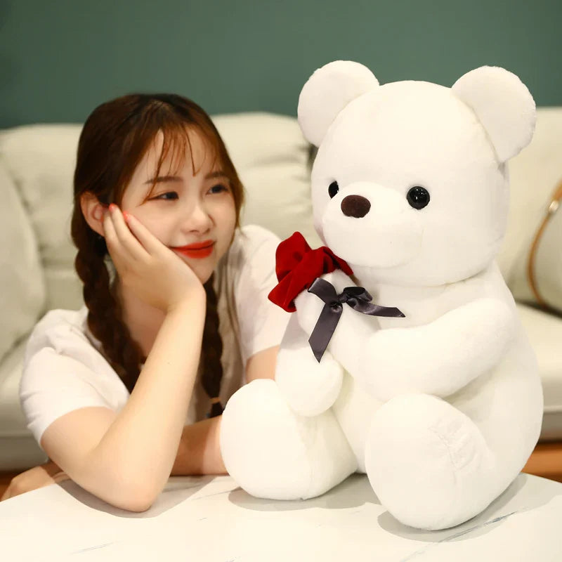 Süsser Kawaii Plüschbär mit Rose – Weicher Plüsch-Teddybär für Valentinstag, perfekte Dekoration