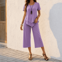 Set aus asymmetrischer Tunika und weiter Hose