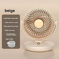 Tischventilator mit 360°-Drehung, USB-Ventilator mit 3 Geschwindigkeitsstufen und Akku, leise und kompakt, für Büro, Schlafzimmer und Zuhause