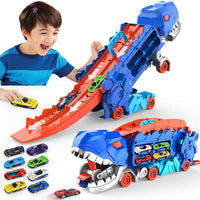 Verwandelbares Dinosaurier-Lastwagen-Spielset mit Kleinwagen für Kinder