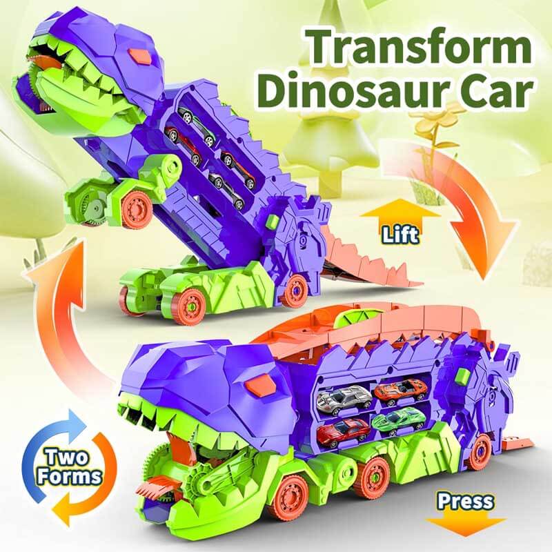 Verwandelbares Dinosaurier-Lastwagen-Spielset mit Kleinwagen für Kinder