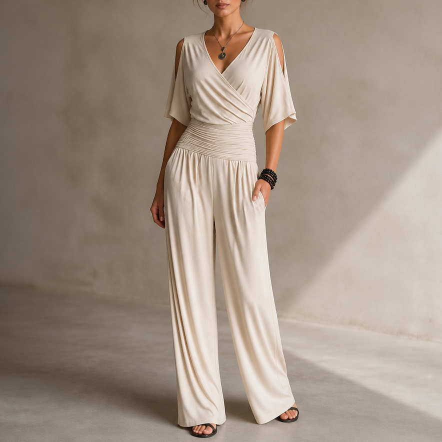 Jumpsuit in Wickeloptik mit tailliertem Schnitt