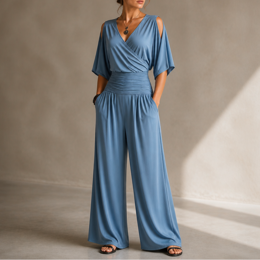 Jumpsuit in Wickeloptik mit tailliertem Schnitt