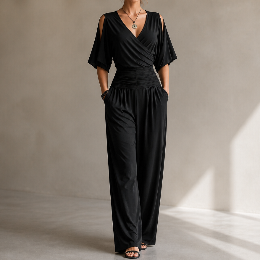 Jumpsuit in Wickeloptik mit tailliertem Schnitt