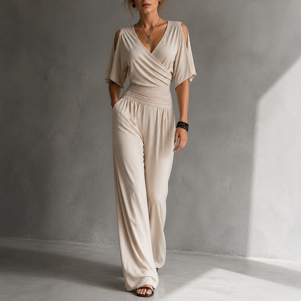 Jumpsuit in Wickeloptik mit tailliertem Schnitt