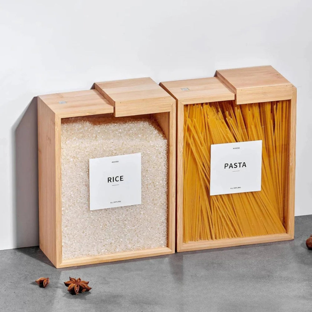 Bambusholz Aufbewahrungsbox für Teigwaren und Getreide mit Schiebedeckel
