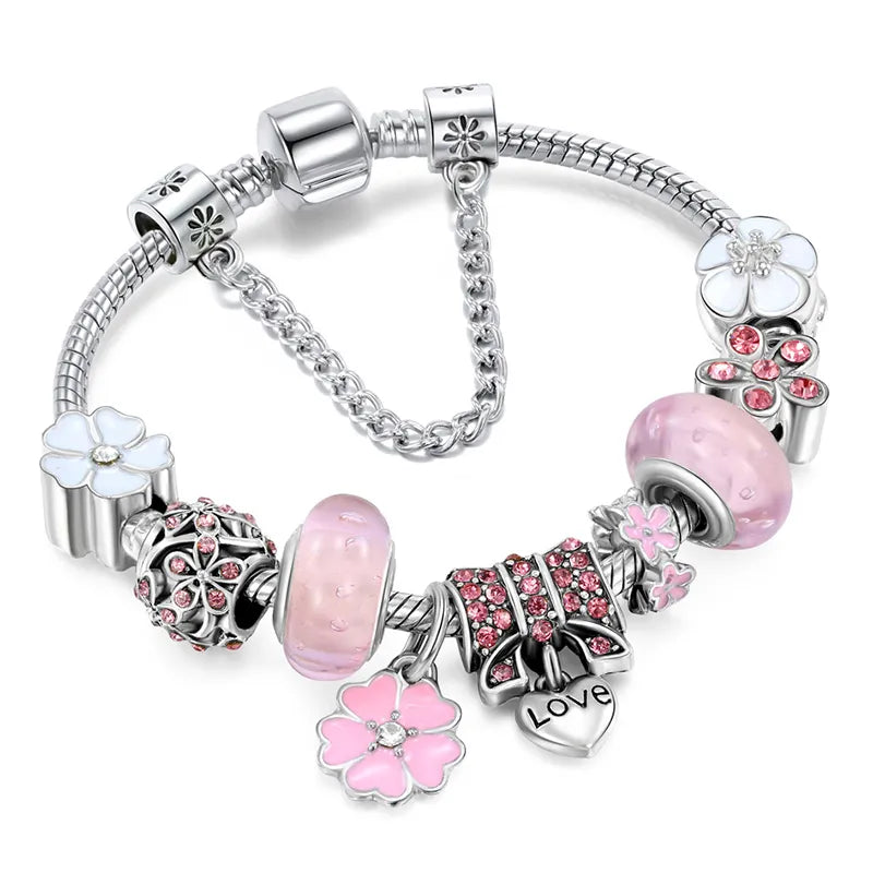 Pfirsichblüten-Charm-Armband | Elegantes und feines Design