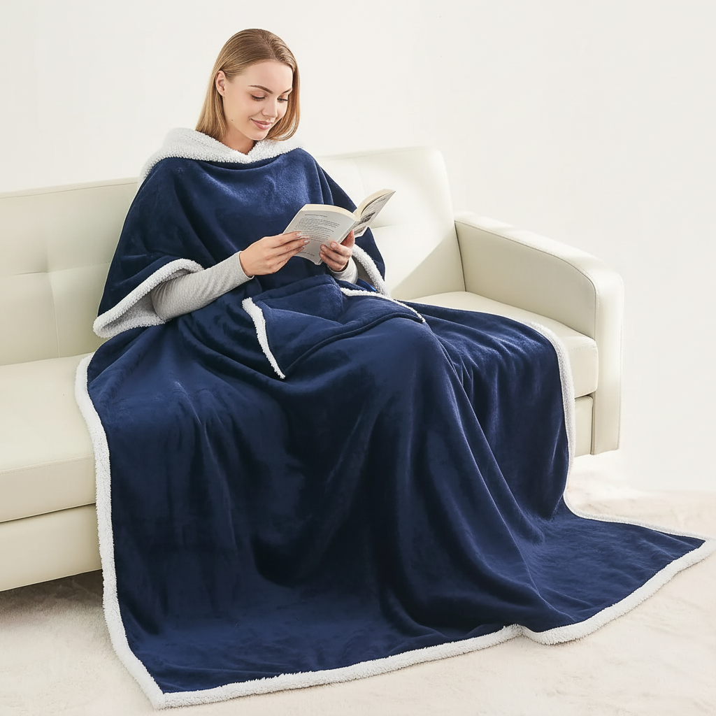 Gefütterte, tragbare Sherpa-Kuscheldecke