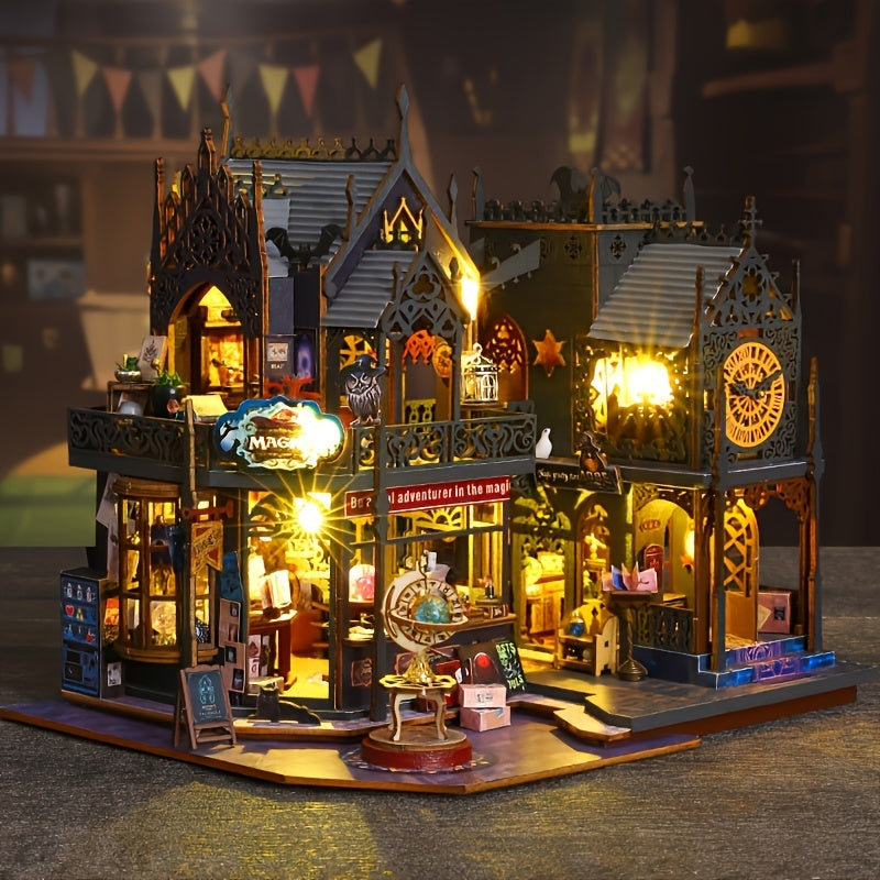 Bezauberndes Bücherhaus – 3D-Holzpuzzle mit magischer Beleuchtung