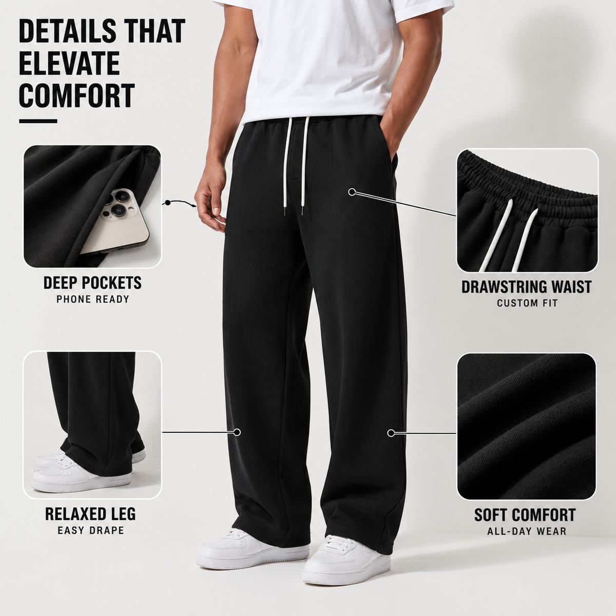 Weit geschnittene, lange Trainerhose