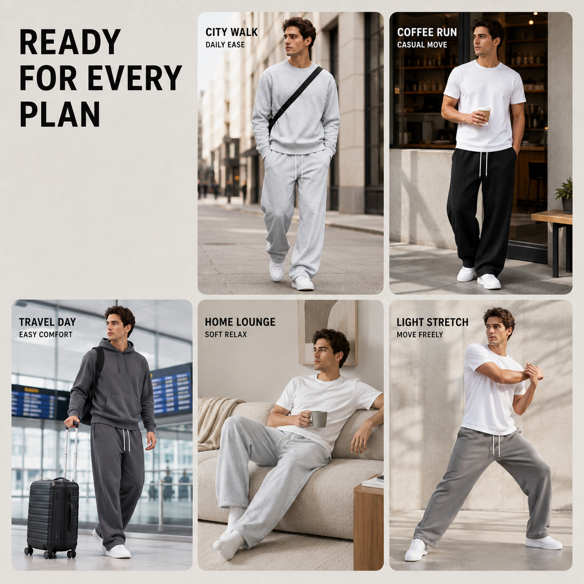 Weit geschnittene, lange Trainerhose