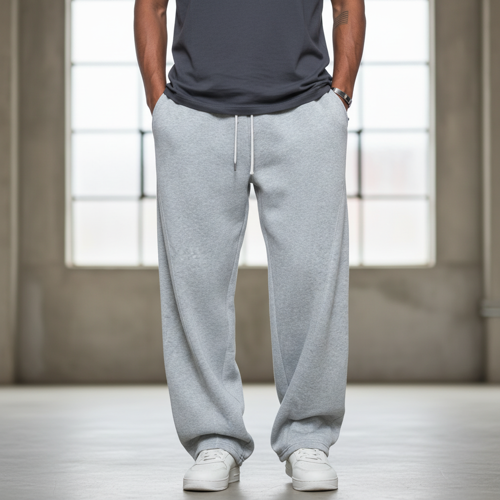 Weit geschnittene, lange Trainerhose
