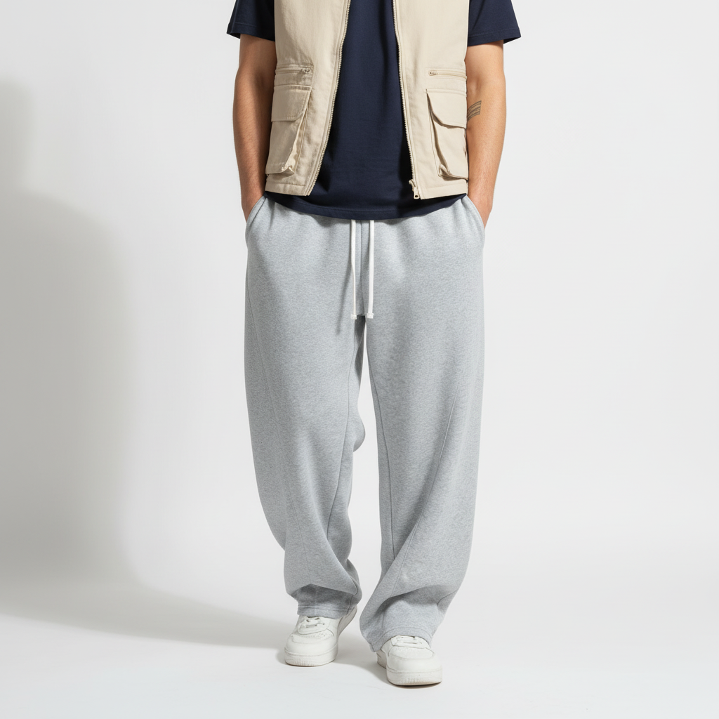 Weit geschnittene, lange Trainerhose