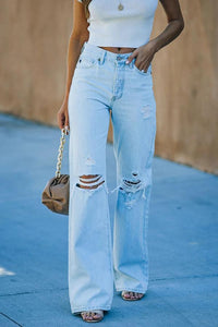 Weit geschnittene Damenjeans im Used-Look