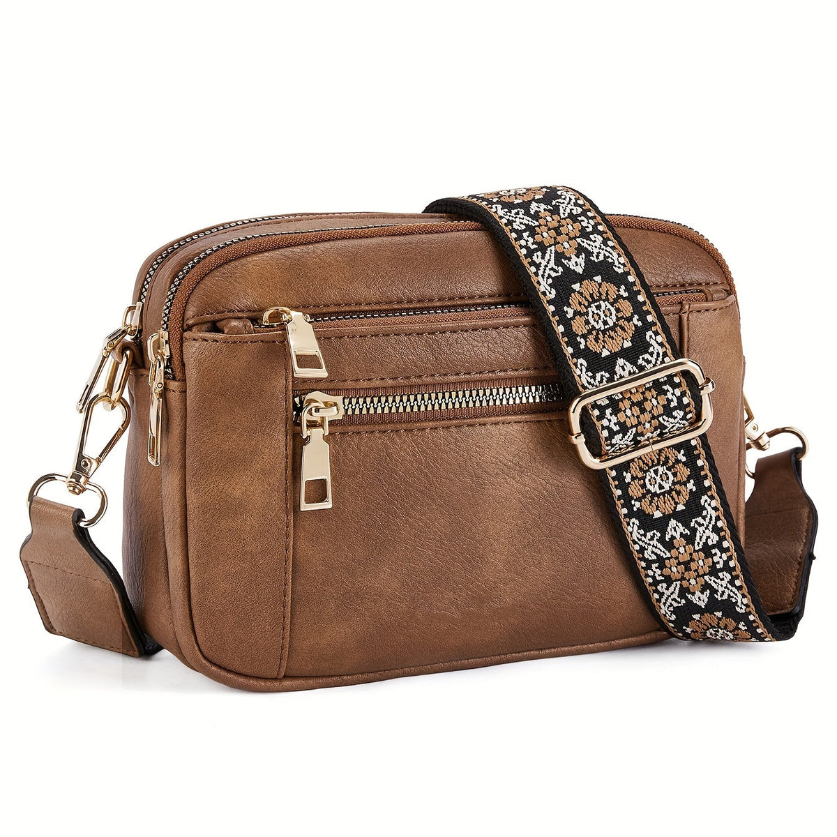 Boho-Chic Damen-Crossbody-Tasche aus veganem Leder