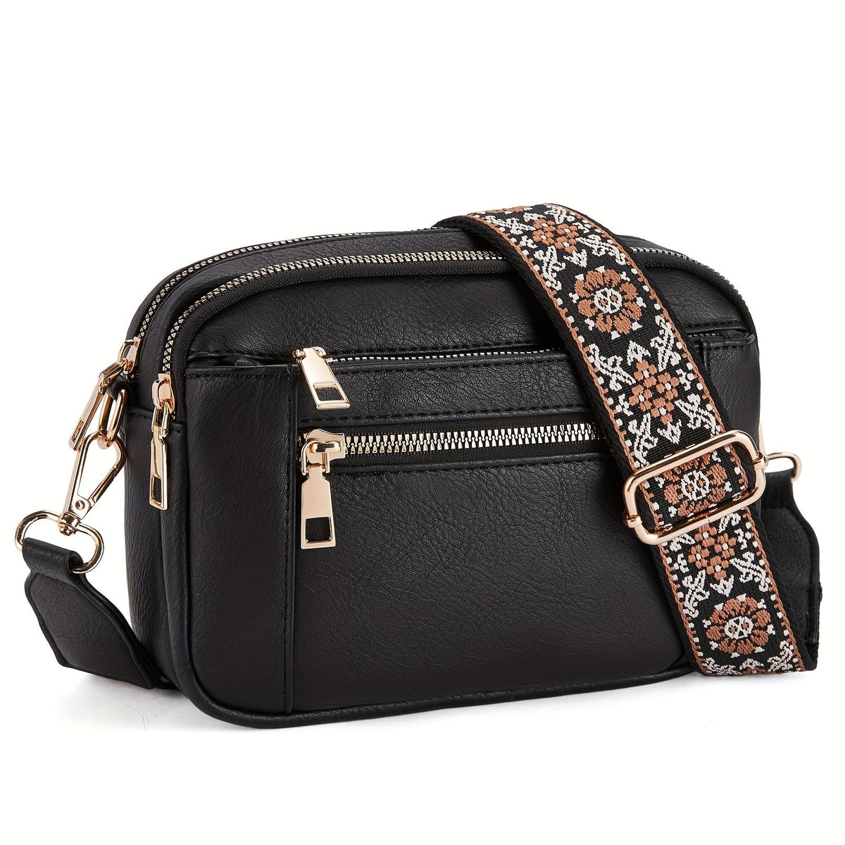 Boho-Chic Damen-Crossbody-Tasche aus veganem Leder