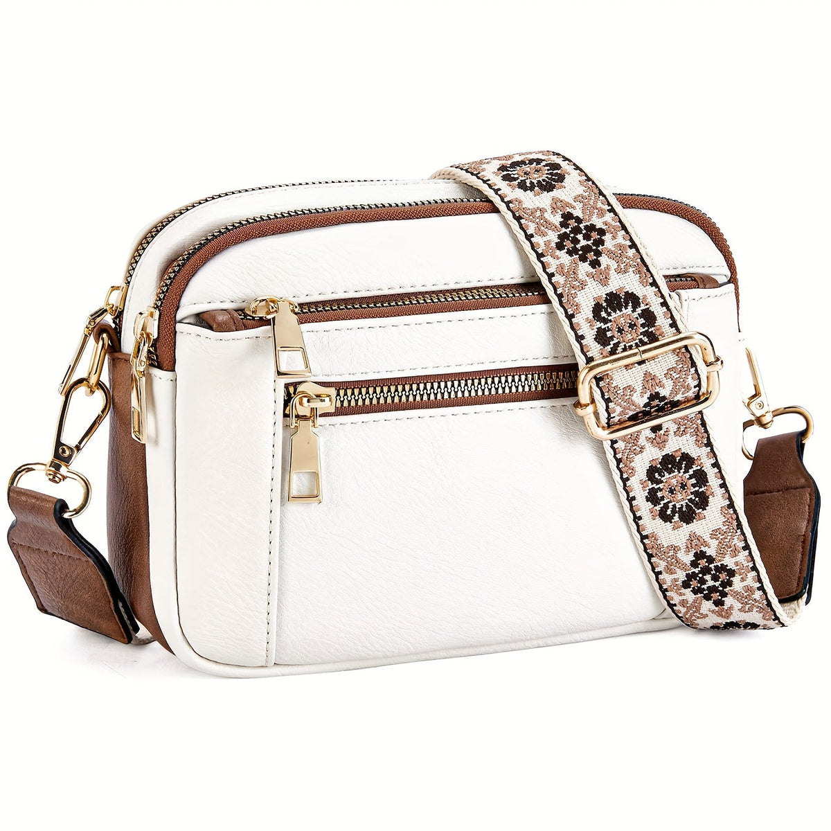 Boho-Chic Damen-Crossbody-Tasche aus veganem Leder