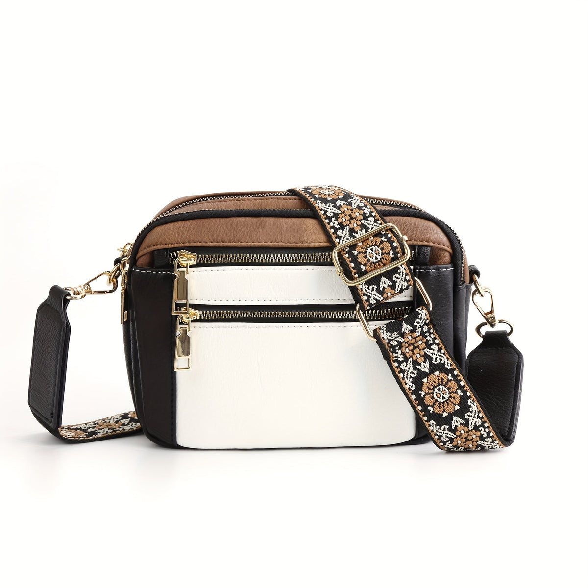 Boho-Chic Damen-Crossbody-Tasche aus veganem Leder