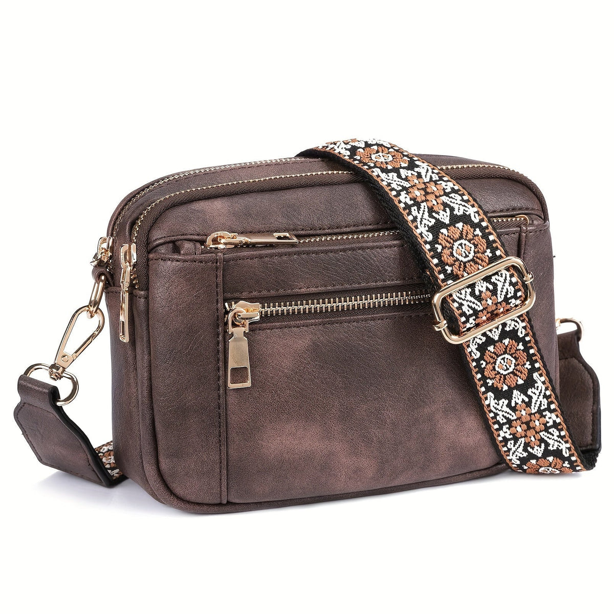 Boho-Chic Damen-Crossbody-Tasche aus veganem Leder