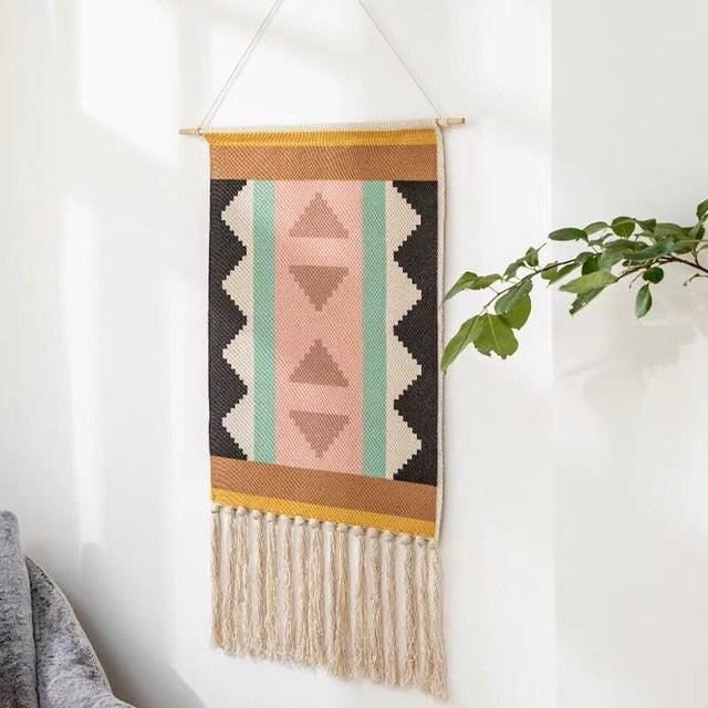 Boho geometrische Wanddekoration mit Fransen