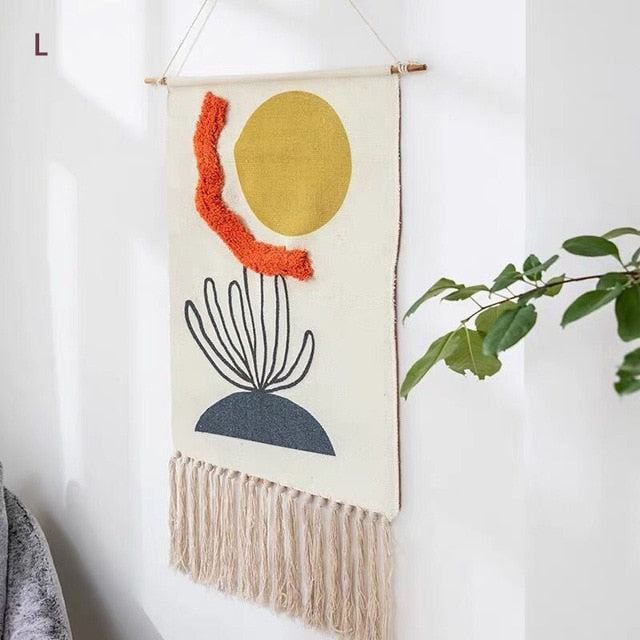 Boho geometrische Wanddekoration mit Fransen