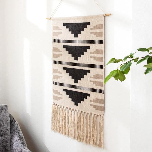 Boho geometrische Wanddekoration mit Fransen