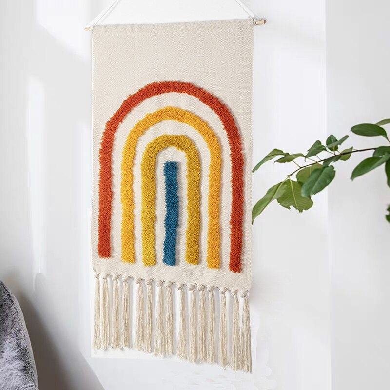 Boho geometrische Wanddekoration mit Fransen