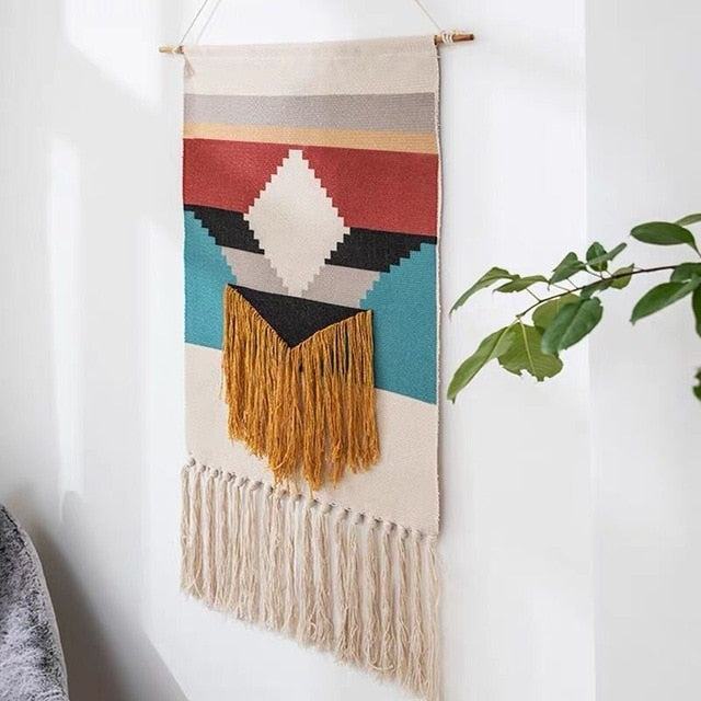 Boho geometrische Wanddekoration mit Fransen
