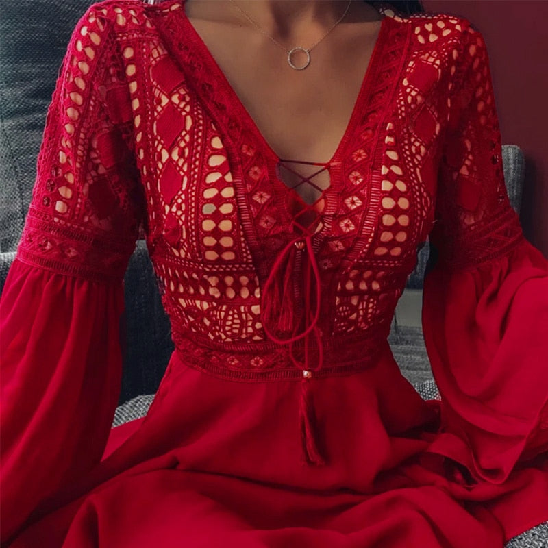 Boho-schickes Spitzenkleid