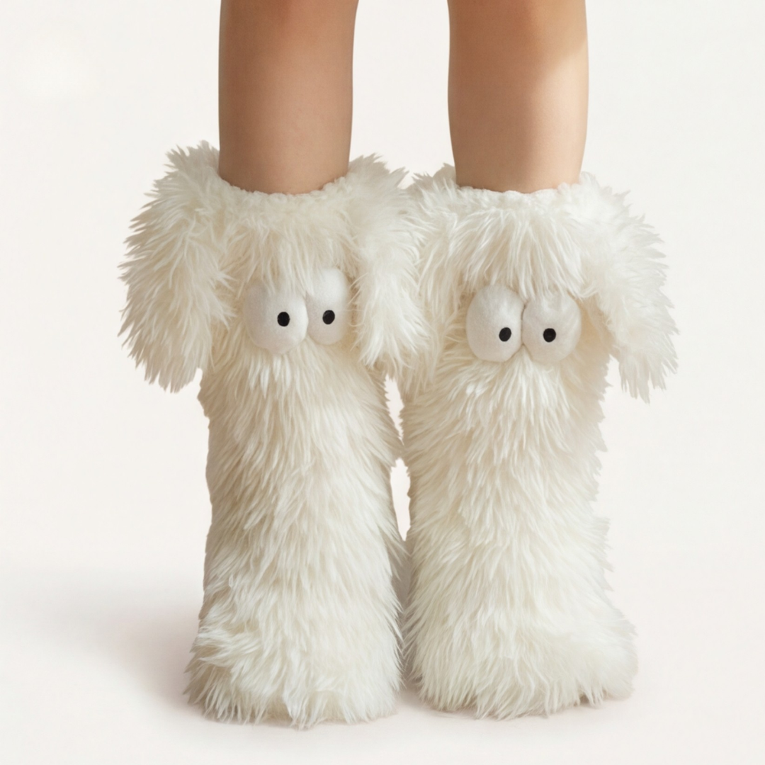 Flauschige Monster-Haussocken