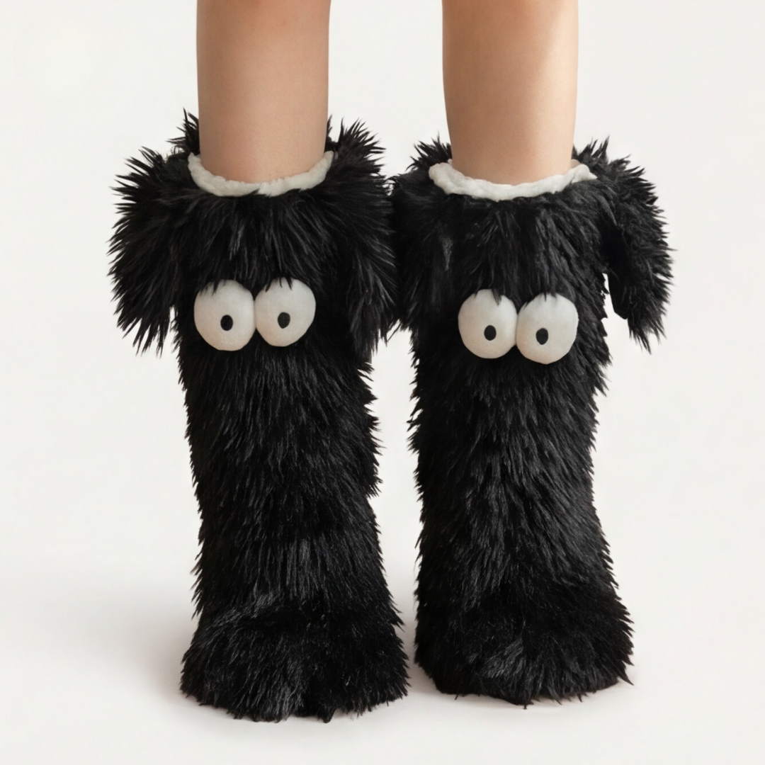 Flauschige Monster-Haussocken