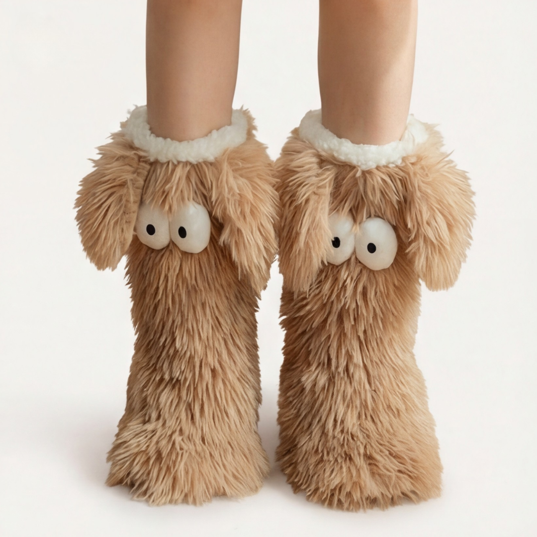 Flauschige Monster-Haussocken