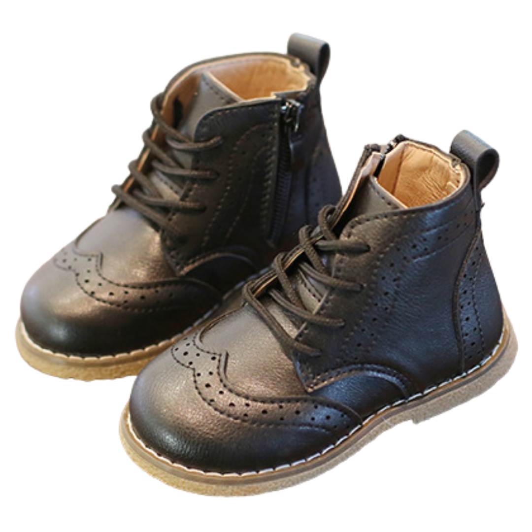 Weichsohlige Lauflernschuhe im Brogue-Stil für Jungen