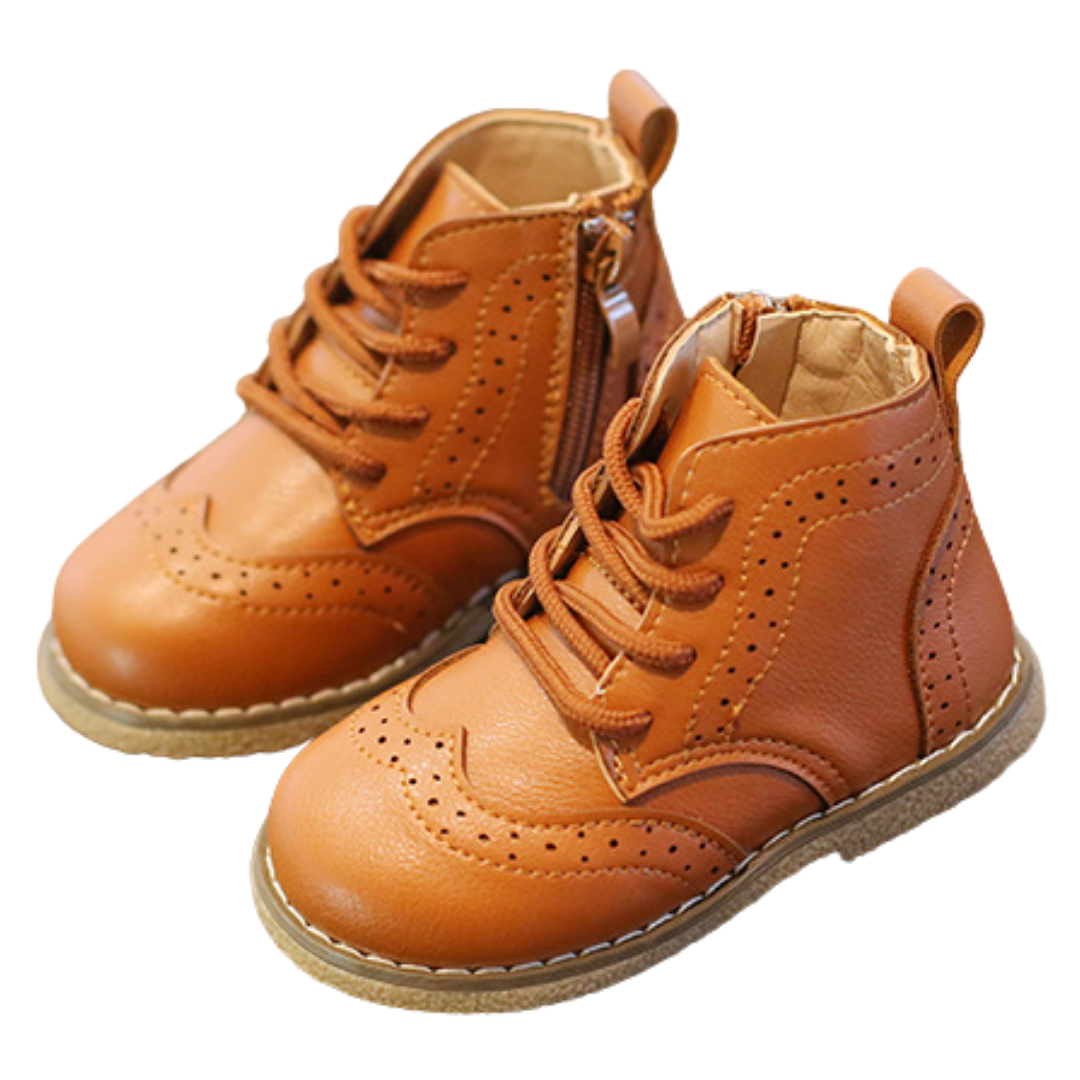 Weichsohlige Lauflernschuhe im Brogue-Stil für Jungen