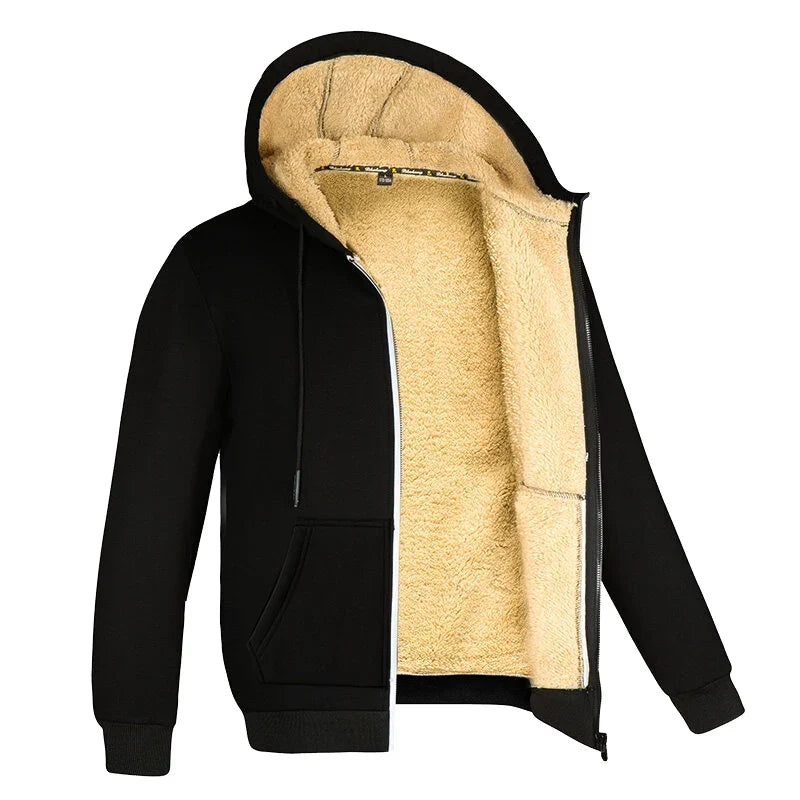Herren-Kapuzenpullover mit Reissverschluss und Futter in Wolloptik für Alltag und Sport