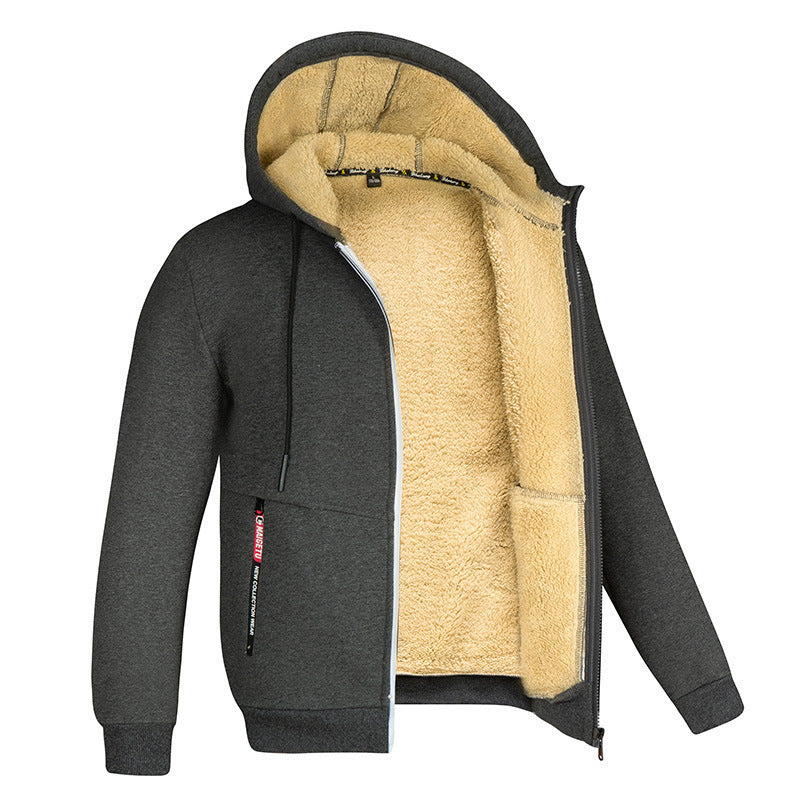 Herren-Kapuzenpullover mit Reissverschluss und Futter in Wolloptik für Alltag und Sport