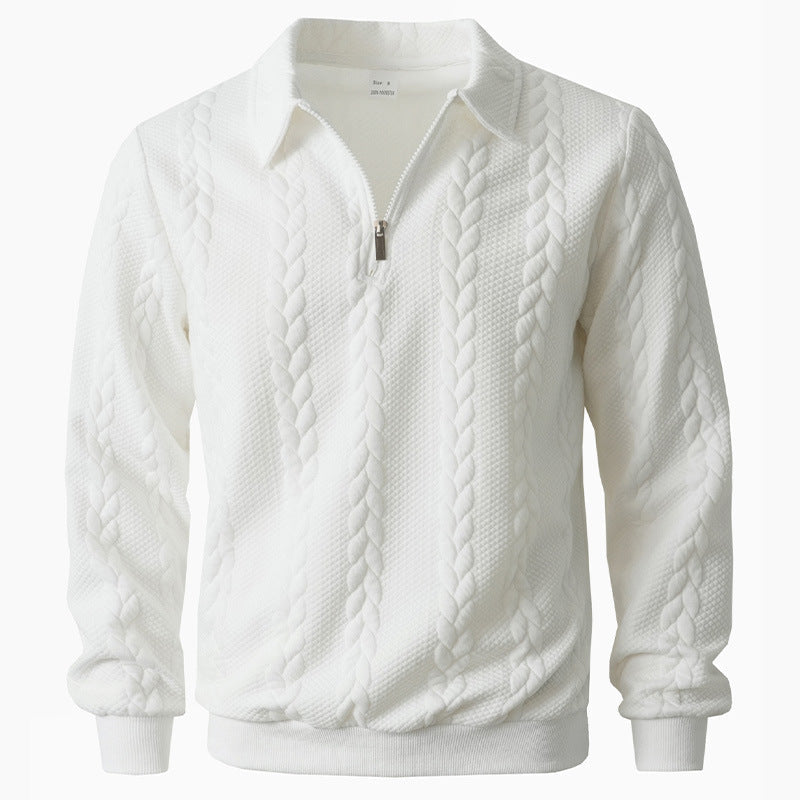 Herren-Langarm-Poloshirt mit Reissverschlusskragen