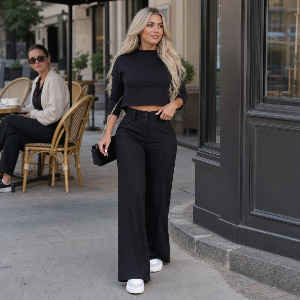 Crop Top und Set mit weiter Hose