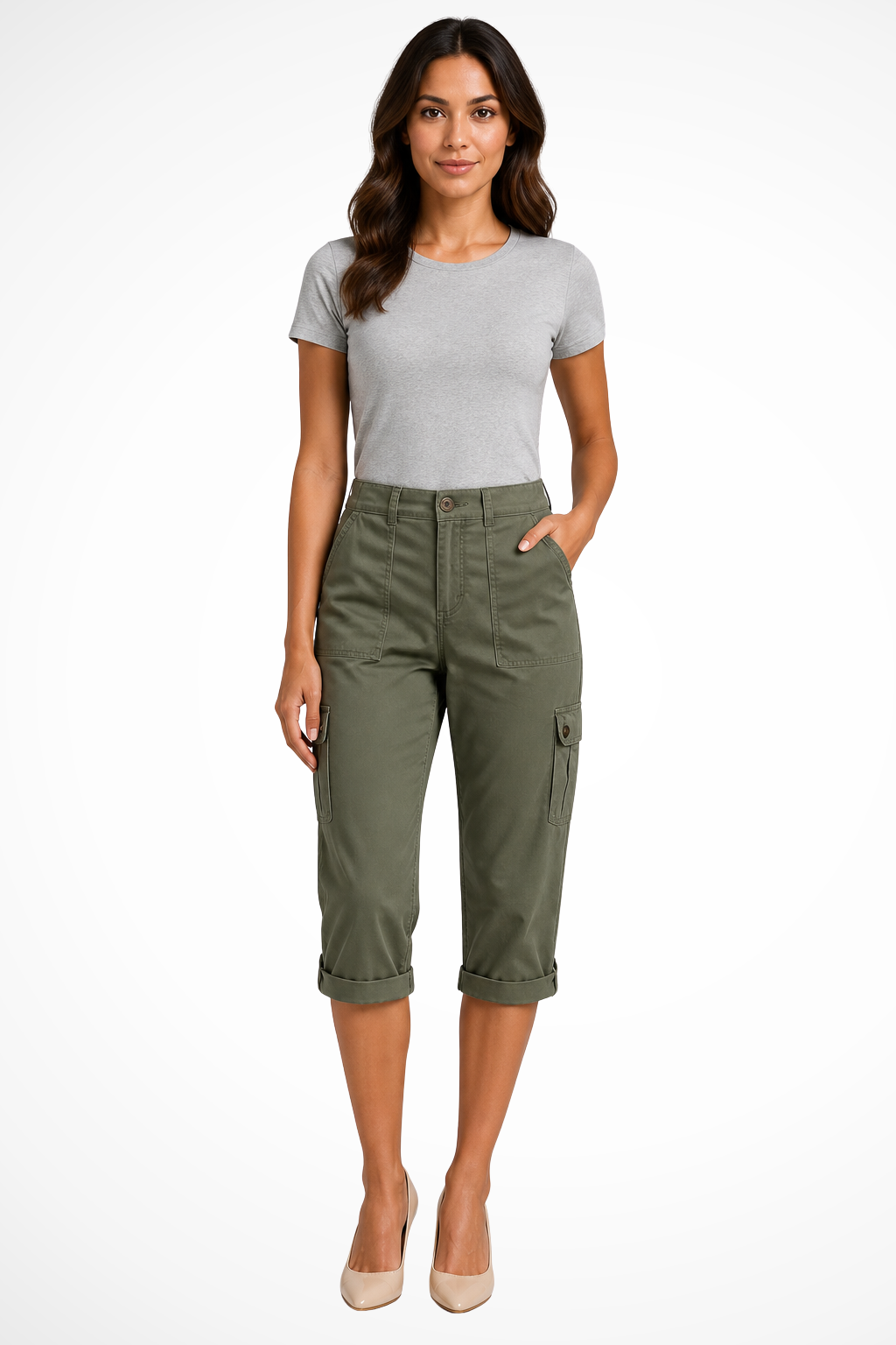 Cropped Cargohose für Damen